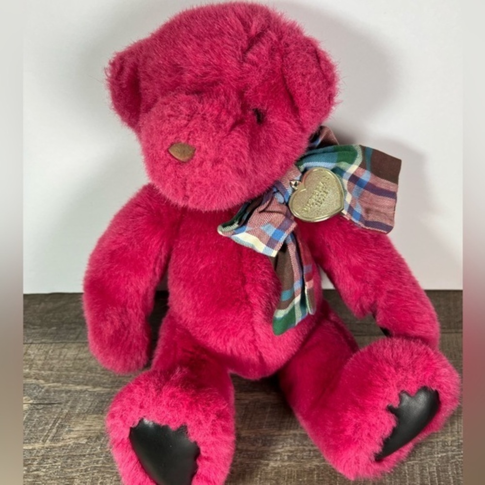 Vintage 1992 Gund For Victoria’s Secret Pink Sitting Teddy Bear Plush Plaid Bow